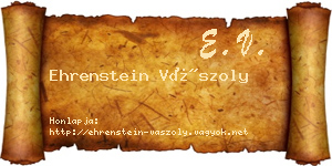 Ehrenstein Vászoly névjegykártya